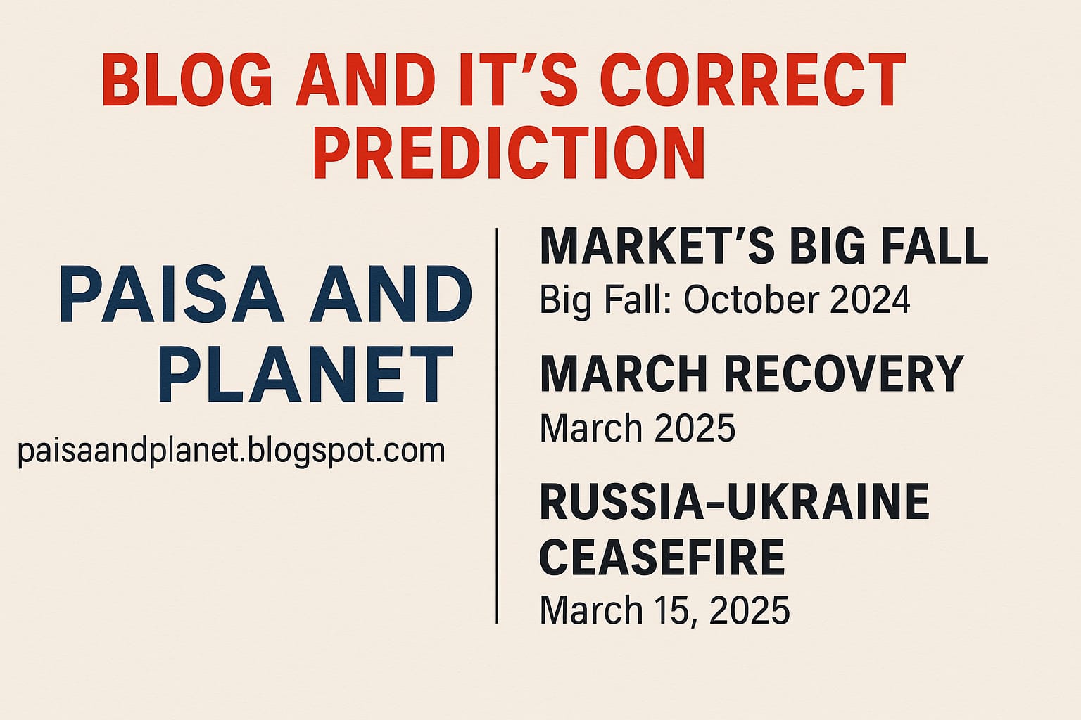 Paisa and Planet Blog Predicted Market’s Big Fall, March Recovery & Russia-Ukraine Ceasefire in Advance Paisa and Planet