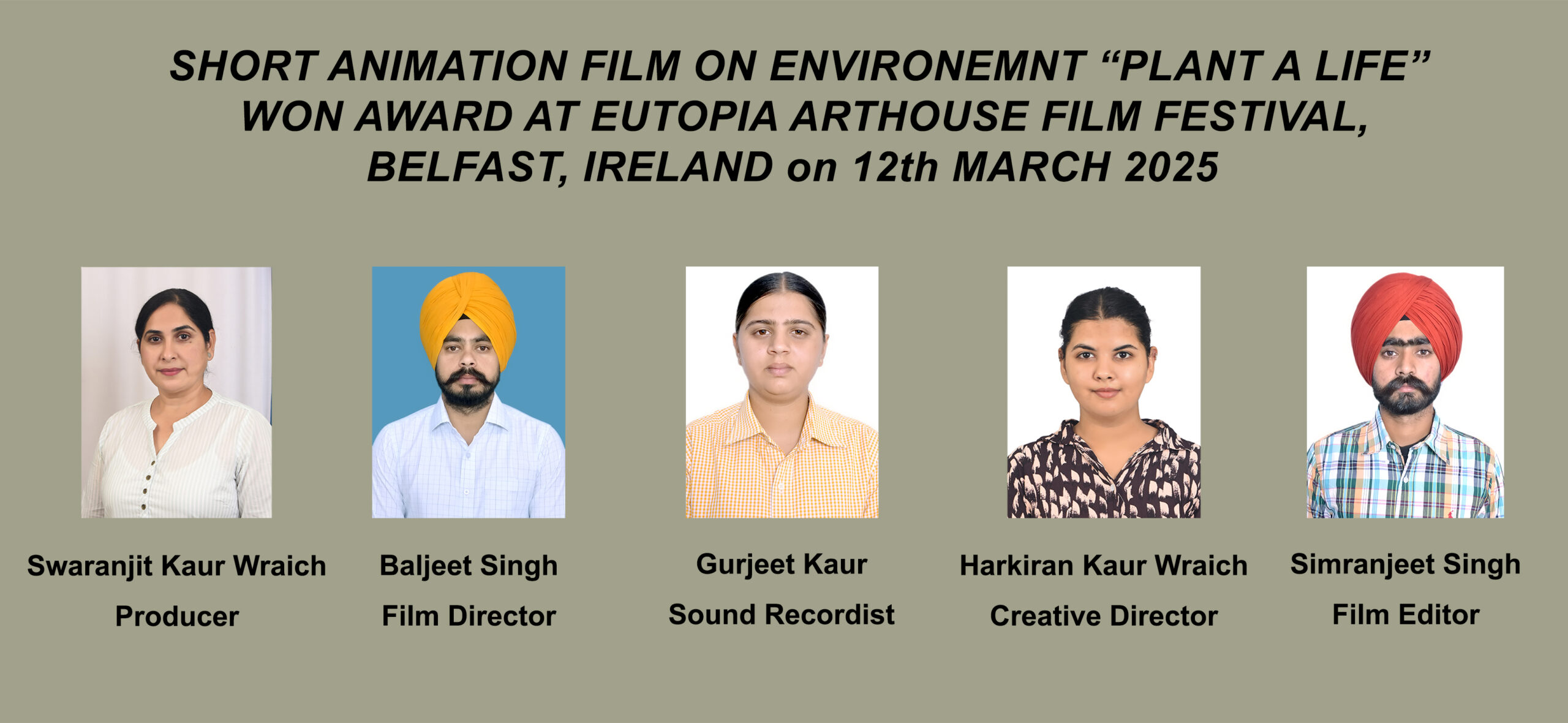 Short Animation Film ‘Plant a Life’ from Punjab, India Wins Award at the Eutopia Arthouse Film Festival, Belfast, Ireland. Plant a Life